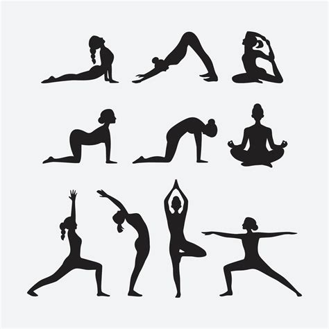 Yoga complex. . Silhouette of yoga poses